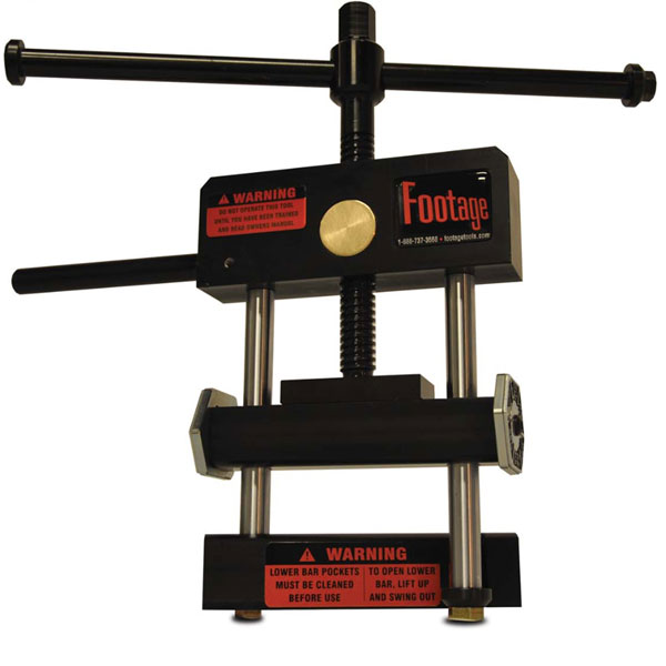 Pictured above Footage Tools mechanical squeeze-off tool Footage Tools Distributors hydraulic and manual squeeze-off tools